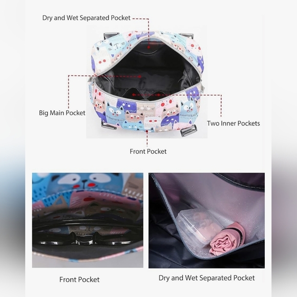 DINOSAURS 🦕.WATERPROOF WEEKENDER DUFFLE BAG. Kids - Picture 4 of 6